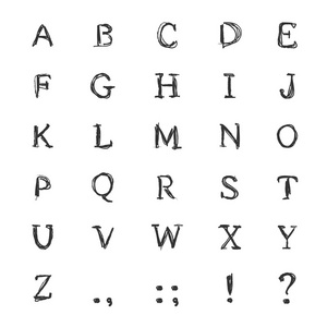 从素描的黑色字母的字母表