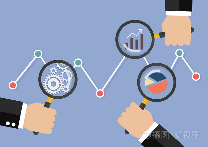 手里拿着放大镜的数据分析插画-正版商用图片1lhc4x-摄图新视界