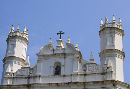 建筑物的教堂的圣 Francis Assizscy 在旧果阿的顶尖部分