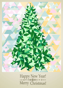 在聚三角风格的圣诞树
