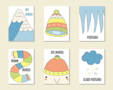 可爱的冬季主题卡片