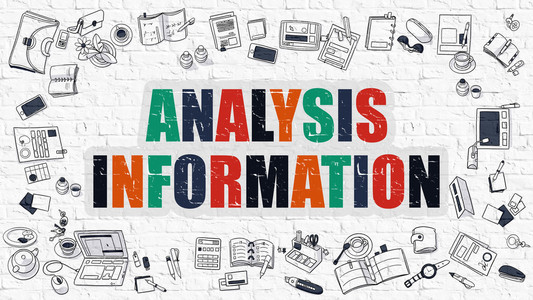 分析信息的概念与涂鸦设计图标图片