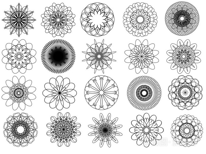 20 孤立的螺旋形,矢量图像