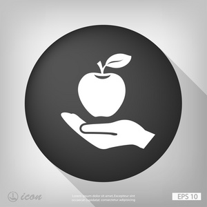 手与苹果平面设计图标