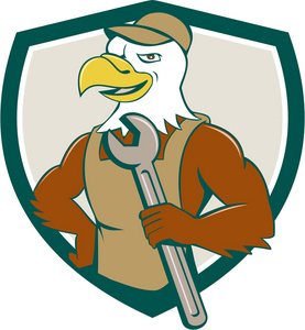 动物鸟工人卡通美国白头鹰机械扳手嵴卡通照片