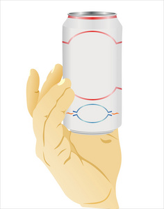 在人类手中的饮料罐