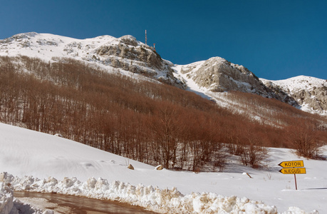 国家公园 Lovcen 在冬天。黑山