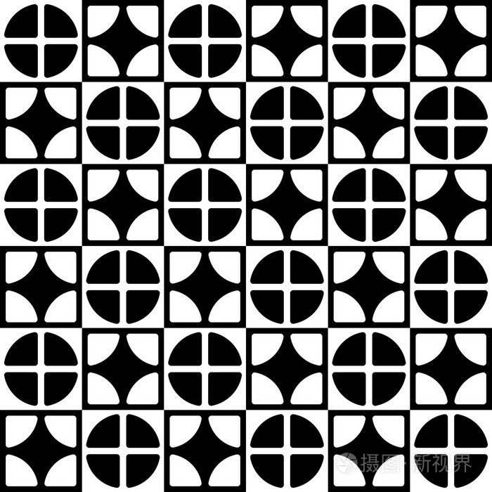 抽象的几何圆形和正方形图案