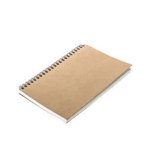 新的棕色笔记本上白色孤立
