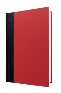 红色的精装书封面直立垂直上白色孤立