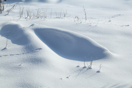 冰雪覆盖的土地特写冬季的一天