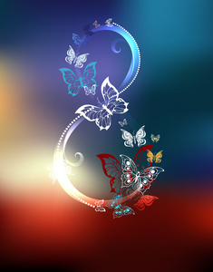 八个白色的蝴蝶图片