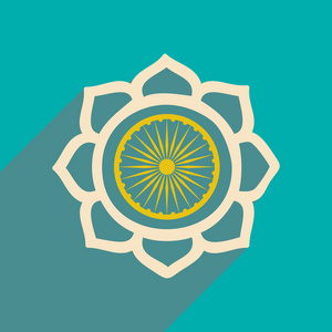 莲花长现代平面图标与长阴影莲花照片