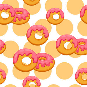 模式与粉红釉甜甜圈。矢量图 eps 10