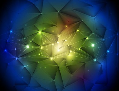 矢量图未来技术抽象 3d 几何，多边形，三角格局分子结构形状与 multicolors 背景