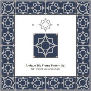 古董瓷砖框架图案190圆形十字几何
