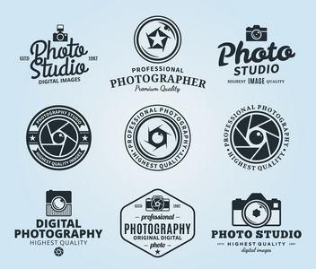 摄影工作室标志 标签 图标和设计元素
