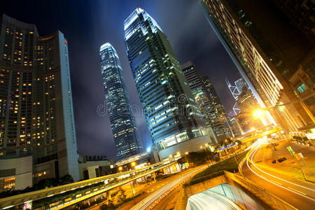 晚上的香港商务中心