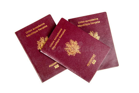 白色背景的法国护照