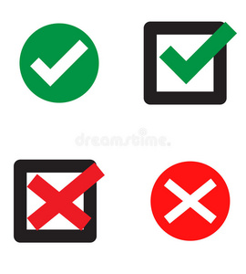 是和否,因为勾号和交叉号是孤立的持正面符号的3d小人物不同厚度的勾