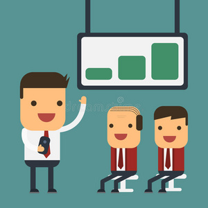 年轻商人向老板介绍,矢量卡通概念抽象业务照片