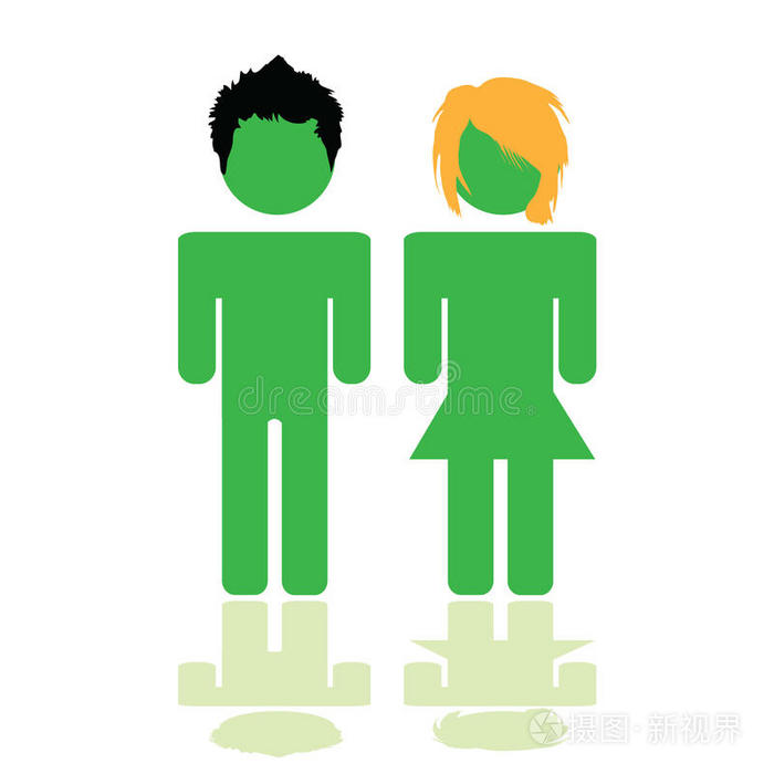 绿色人物插画发型