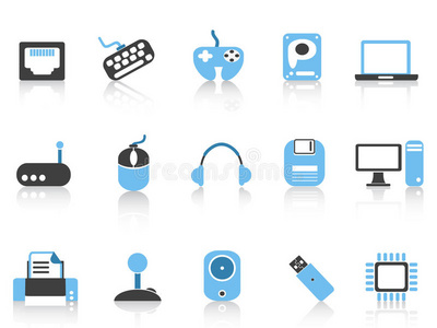 计算机和设备图标设置蓝色系列
