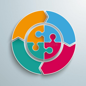 彩色圆环循环4个选项圆形拼图照片