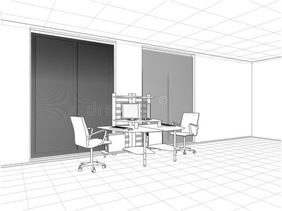 室内办公室矢量图