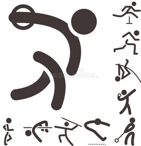 扔铁饼田径图标集照片