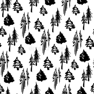无缝冬季树木图案