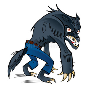 人狼男人使人惊慌的恐怖巨大的在背景上被隔绝的爪子爪划痕的创造性的