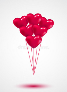 粉红心形情人节气球背景