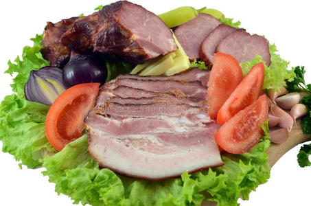 火腿火腿火腿配生菜和蔬菜
