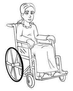 坐轮椅女人坐轮椅的女人插画
