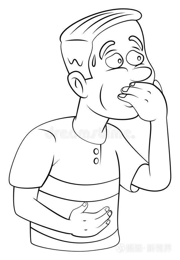 男人忍不住呕吐插画