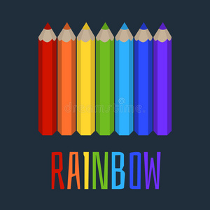 一套彩色铅笔，彩色铅笔的彩虹