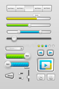 web界面ui元素。矢量图解