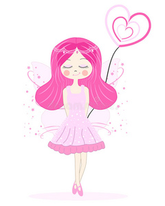 可爱的粉色精灵女孩矢量背景照片