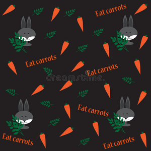 兔子胡萝卜和树枝图案