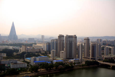 鸟瞰城市，平壤，朝鲜