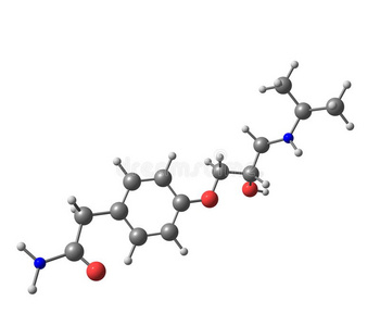 白纸上分离的阿替洛尔分子