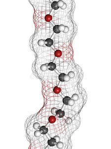 聚乙二醇10.000peg10.000分子，化学结构线性碎片细节。peg的形式用作