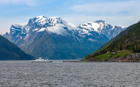 挪威峡湾的风景。