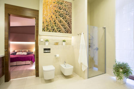 卧室开放式浴室照片