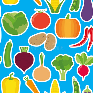 蔬菜无缝图案。蔬菜形象
