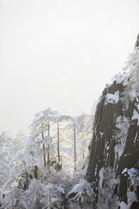 黄山山冬季的雪场景