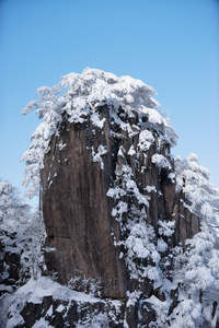 黄山山冬季的雪场景