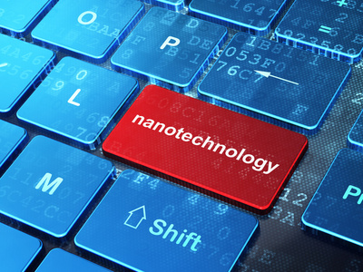 科学概念  纳米技术在计算机键盘背景