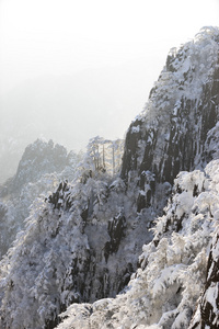 黄山山冬季的雪场景